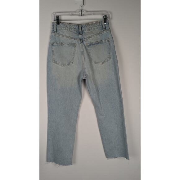 Zara High Rs Distressed Straight Leg Jeans Size 4 Light Button Fly Ripped Knees - Picture 14 of 14